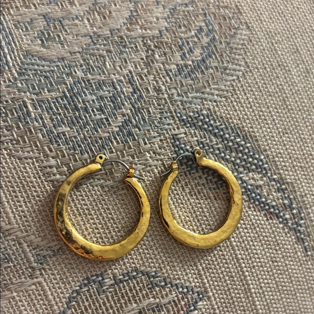 Gold Hammered Hoop Earrings - Women Jewelry Earrings